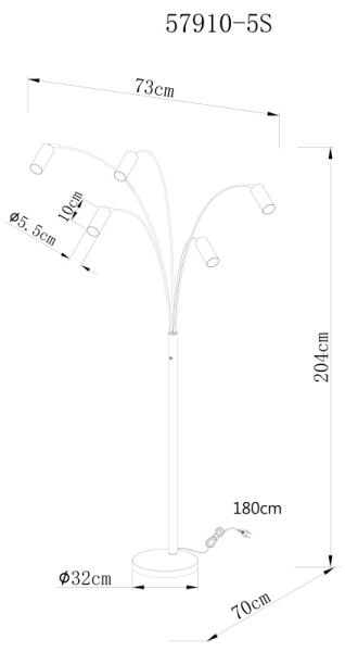 Globo 57910-5S - Lampada con piedistallo ROBBY 5xGU10/35W/230V
