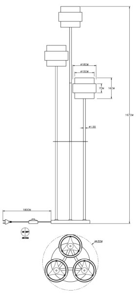 Globo 15560S - Lampada con piedistallo MILLEY 3xE27/60W/230V