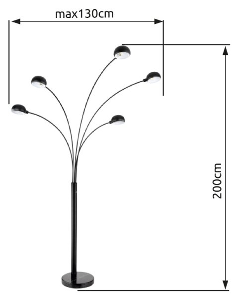Globo 58228NB - Lampada con piedistallo SEYMOUR 5xE14/40W/230V nero