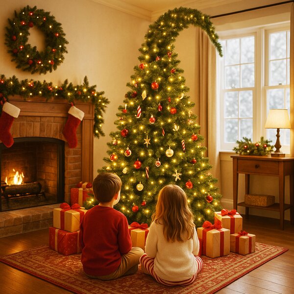 Albero di Natale Grumpy Ø86x180 cm 800 Punte con Punta Ricurva e Base in Metallo in PVC Verde