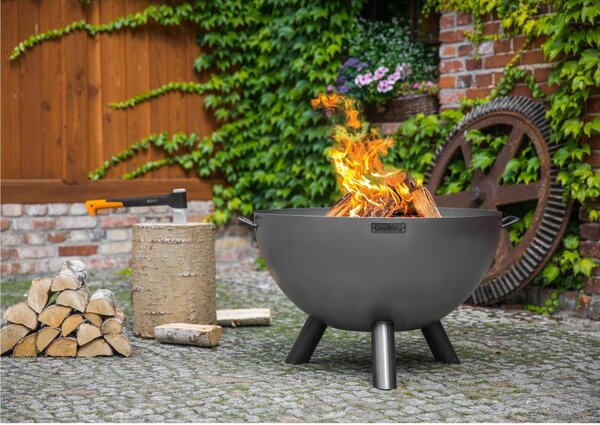 Braciere Profondo di Alta Qualit� KONGO 85 cm, in Acciaio Naturale, Spessore 3 mm, Altezza 55 cm - Prodotto Artigianale Europeo