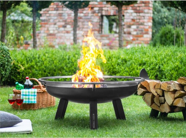 Braciere PORTO 70 cm in Acciaio Naturale - Spessore 2mm, Altezza 39cm, Peso 13kg - Alta Qualit� Artigianale Europea