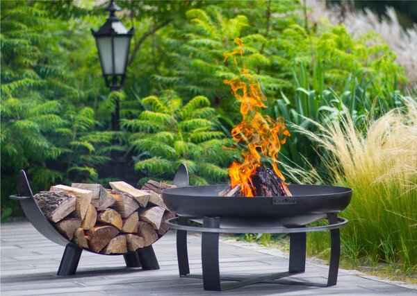 Braciere VIKING in Acciaio Naturale da Diametro 100xh 37 cm - peso 21 kg Artigianale e Robusto, Ideale per Esterni, Made in Europe