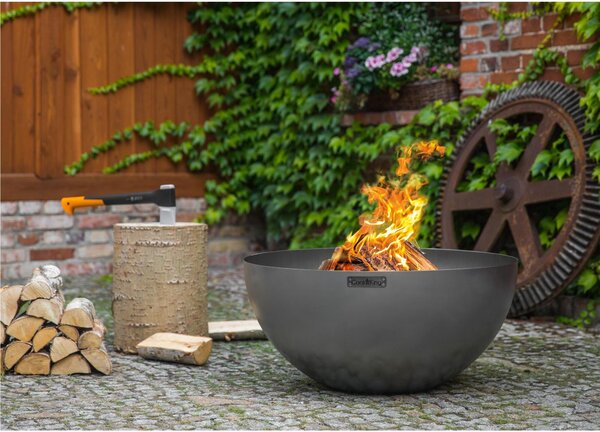 Braciere Profondo Premium 85 cm �DALLAS� in Acciaio Naturale - Spessore 3mm, Altezza 39cm, Prodotto Artigianale Europeo