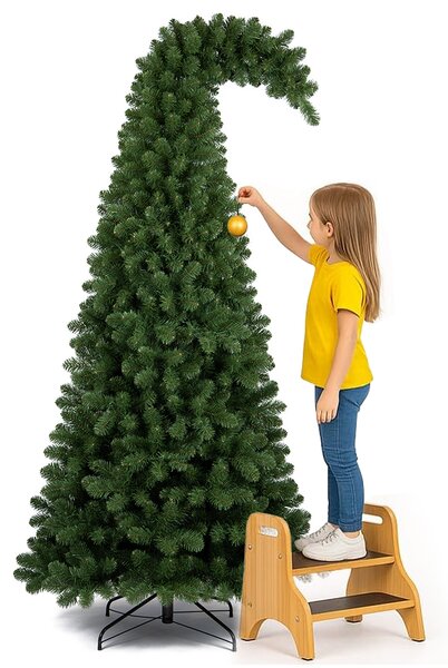Albero di Natale Grumpy Ø86x180 cm 800 Punte con Punta Ricurva e Base in Metallo in PVC Verde