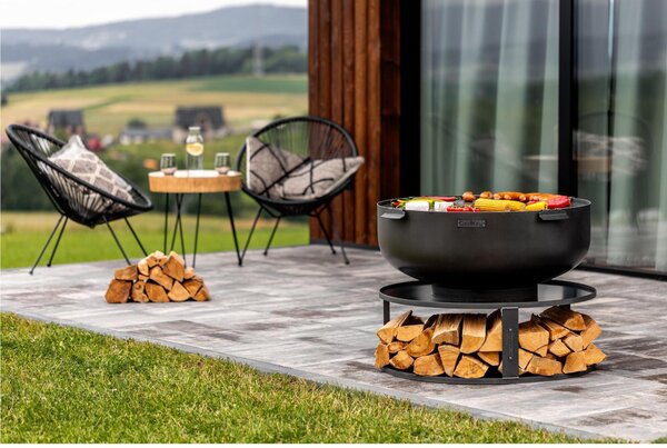 Braciere in Acciaio Naturale XXL PALERMO 60 cm - Spessore 2mm, Altezza 33cm, Prodotto Artigianale Europeo