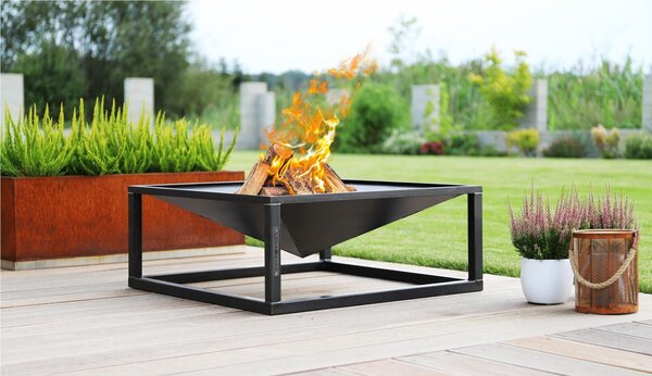 Braciere Quadrato SQUARE Dimensioni 70x70 cm in Acciaio Naturale - Spessore 2mm, Altezza Totale 30cm, Prodotto Artigianale di Alta Qualit� Made in Europe