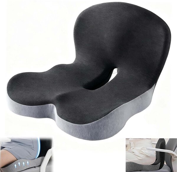 Cuscino ergonomico con schienale - Supporto laterale - Rivestimento traspirante - Per sedia da ufficio e auto