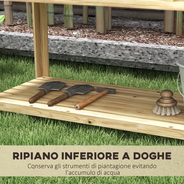 Outsunny Fioriera Rialzata in Legno con Ripiano Inferiore, Divisorio, Fori di Drenaggio, 115x46x75 cm, Color Legno | Aosom Italy