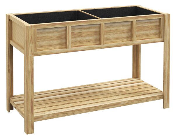 Outsunny Fioriera Rialzata in Legno con Ripiano Inferiore, Divisorio, Fori di Drenaggio, 115x46x75 cm, Color Legno | Aosom Italy