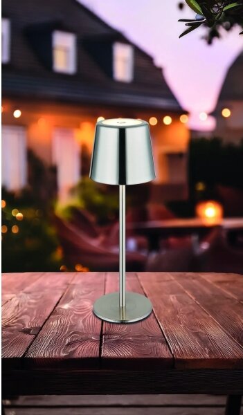 Globo 58482N-LED Lampada da tavolo dimmerabile a sfioramento ricaricabile VANCOUVER 2W/3,7V 2200mAh cromato lucido