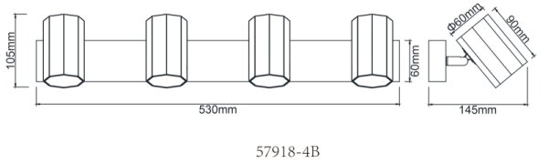 Globo 57918-4B - Faretto JAMES 4xGU10/25W/230V nero