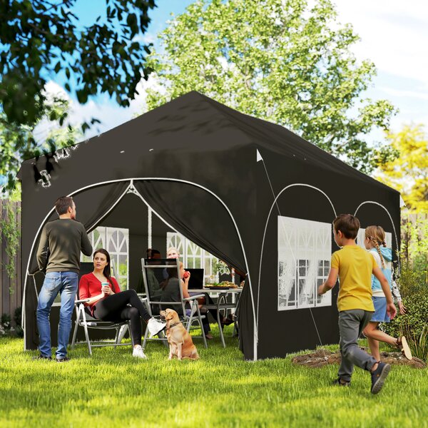 Outsunny Gazebo pieghevole 6x3 m Pop-up con 4 pannelli rimovibili altezza regolabile e borsa per il trasporto Grigio scuro | Aosom Italy