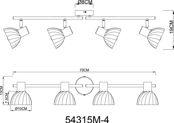 Globo 54315M-4 - Faretto ZACHERY 4xE14/40W/230V oro