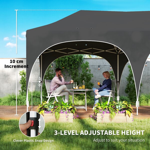Outsunny Gazebo pieghevole 6x3 m Pop-up con 4 pannelli rimovibili altezza regolabile e borsa per il trasporto Grigio scuro | Aosom Italy