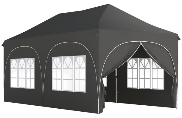 Outsunny Gazebo pieghevole 6x3 m Pop-up con 4 pannelli rimovibili altezza regolabile e borsa per il trasporto Grigio scuro | Aosom Italy