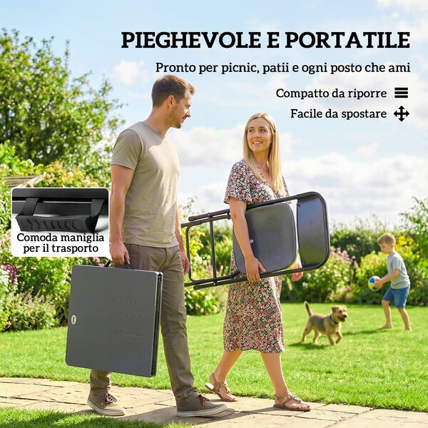 Outsunny Set Tavolo e Sedie da Giardino Pieghevole 5 Pezzi Grigio | Aosom Italy