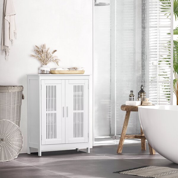 Kleankin Mobile da bagno a 3 livelli, armadietto da bagno con doppia porta e ripiano regolabile, 60x30x80cm, bianco | Aosom Italy