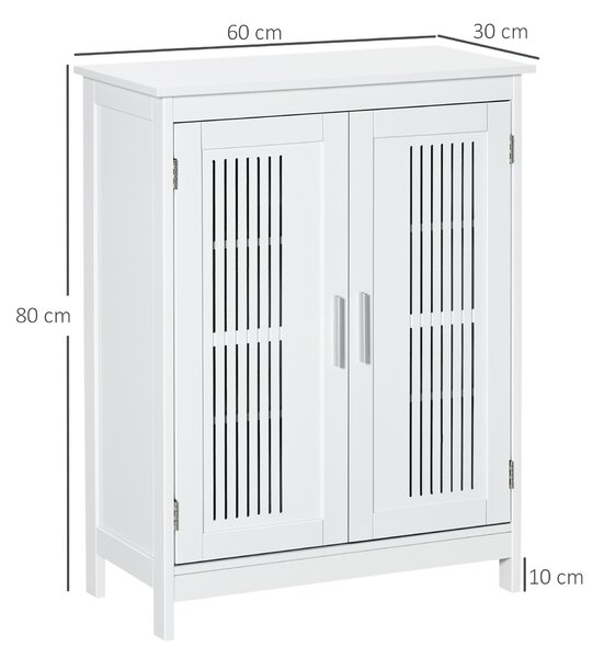 Kleankin Mobile da bagno a 3 livelli, armadietto da bagno con doppia porta e ripiano regolabile, 60x30x80cm, bianco | Aosom Italy