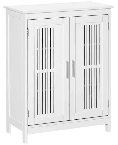 Kleankin Mobile da bagno a 3 livelli, armadietto da bagno con doppia porta e ripiano regolabile, 60x30x80cm, bianco | Aosom Italy