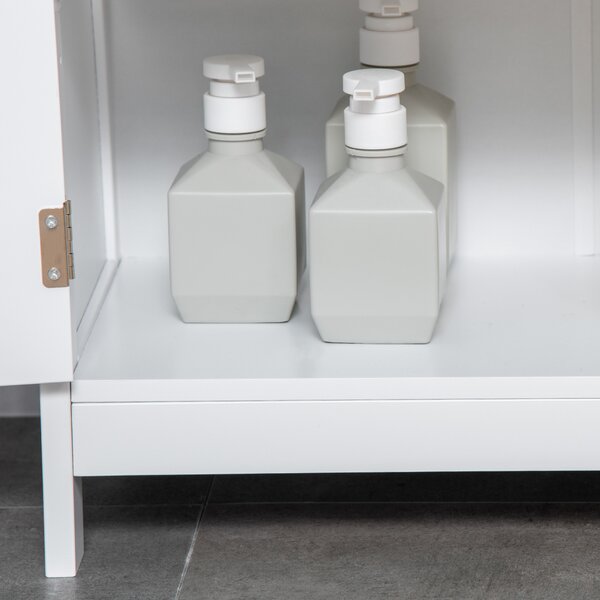 Kleankin Mobile da bagno a 3 livelli, armadietto da bagno con doppia porta e ripiano regolabile, 60x30x80cm, bianco | Aosom Italy