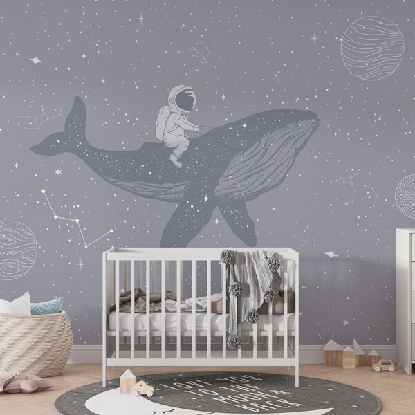 Carta da parati Astronauta e balena magica nello spazio, Carta da parati Mare, w08298 : Uwalls.it