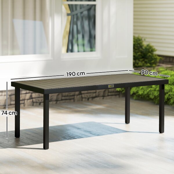 Outsunny Tavolo da Pranzo da Giardino per 8 Persone in Alluminio e Plastica, Legno Scuro e Nero | Aosom Italy