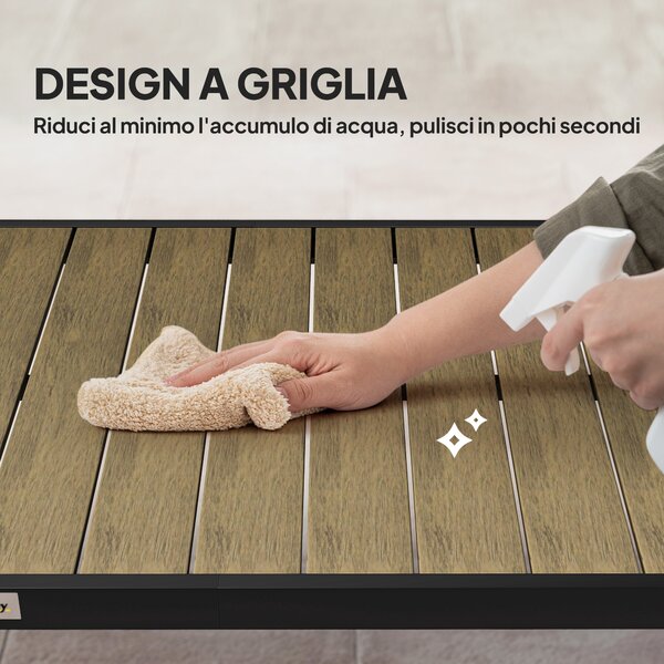 Outsunny Tavolo da Pranzo da Giardino per 8 Persone in Alluminio e Plastica, Legno Scuro e Nero | Aosom Italy