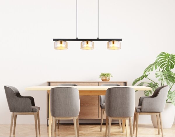 Globo 16055-3HG - Lampadario LED a sospensione con filo HIGGINS 3xGX53/6W/230V fumé/marrone