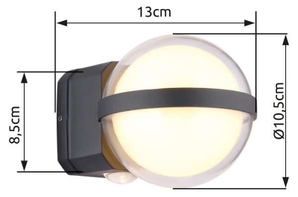 Globo 34157 - Applique a LED da esterno ILLI LED/12W/230V IP54 nero