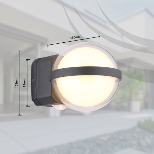 Globo 34157 - Applique a LED da esterno ILLI LED/12W/230V IP54 nero