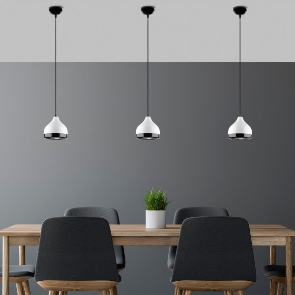 Lampadario a sospensione con filo YILDO 1xE27/40W/230V bianco/nero