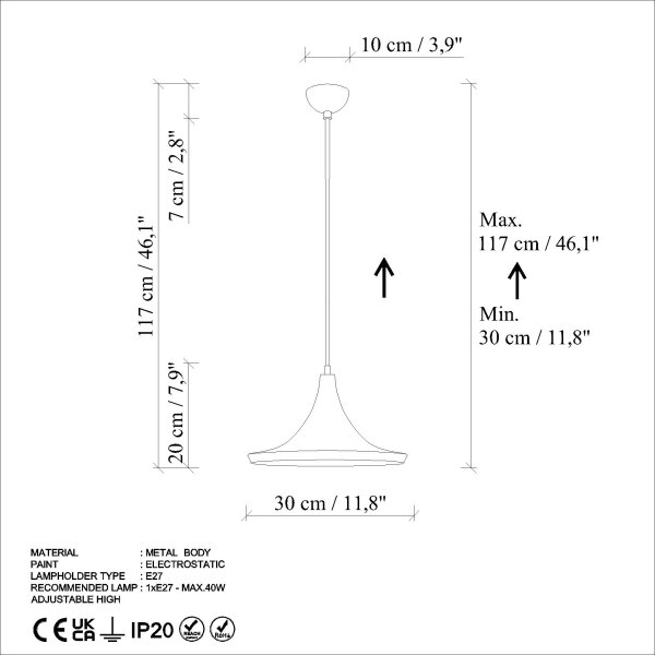 Lampadario a sospensione con filo TOM 1xE27/40W/230V verde