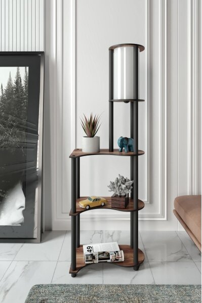 Lampada da terra con ripiani 1xE27/40W/230V 140 cm nero/marrone