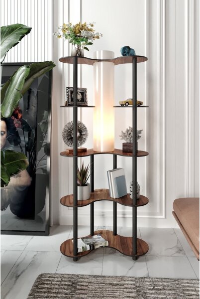 Lampada da terra con ripiani 1xE27/40W/230V 150 cm nero/marrone