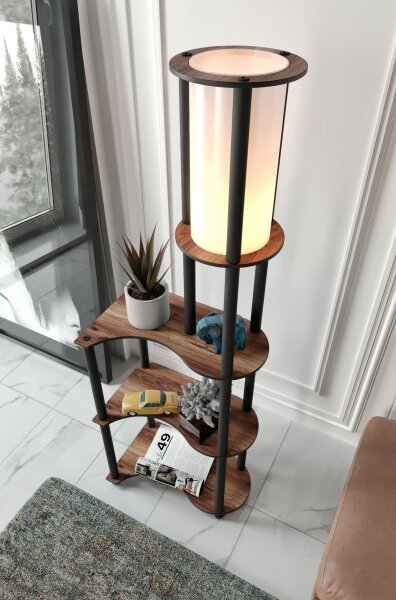 Lampada da terra con ripiani 1xE27/40W/230V 140 cm nero/marrone