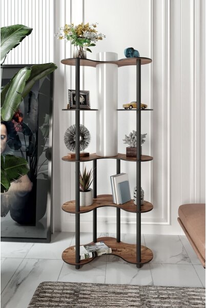 Lampada da terra con ripiani 1xE27/40W/230V 150 cm nero/marrone