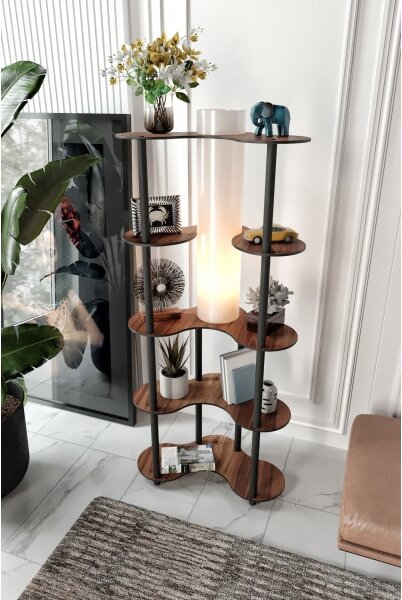 Lampada da terra con ripiani 1xE27/40W/230V 150 cm nero/marrone