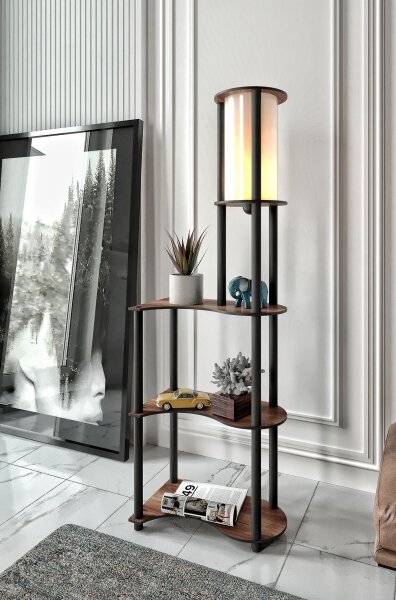 Lampada da terra con ripiani 1xE27/40W/230V 140 cm nero/marrone