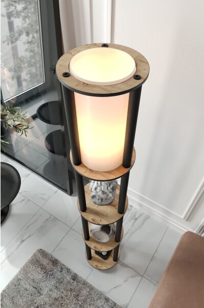 Lampada da terra con ripiani 1xE27/40W/230V 150 cm nero/marrone