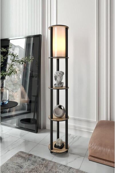Lampada da terra con ripiani 1xE27/40W/230V 150 cm nero/marrone