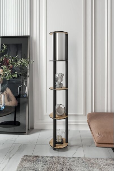 Lampada da terra con ripiani 1xE27/40W/230V 150 cm nero/marrone