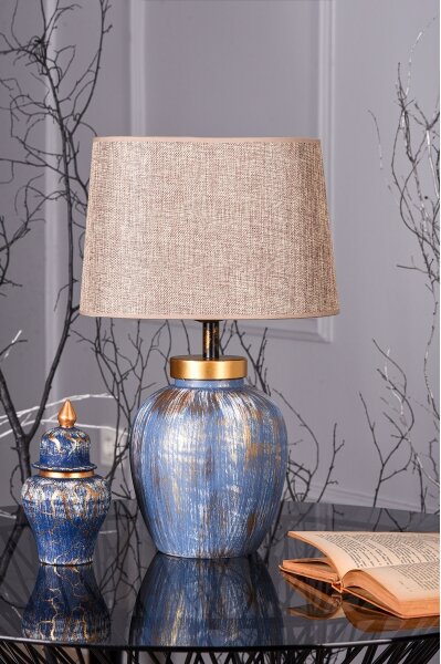 Lampada da tavolo 1xE27/40W/230V blu/beige