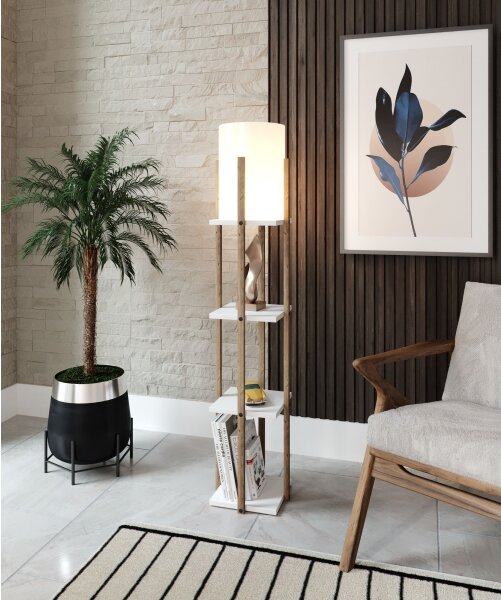 Lampada da terra con ripiani NORA 1xE27/40W/230V marrone/bianco