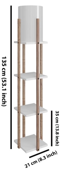 Lampada da terra con ripiani NORA 1xE27/40W/230V marrone/bianco