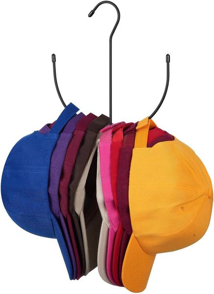 Organizzatore metallico per armadio, adatto a contenere 10 berretti da baseball, colore nero