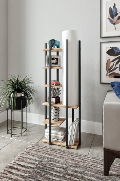 Lampada da terra con ripiani MODA DOR 1xE27/40W/230V nero/marrone
