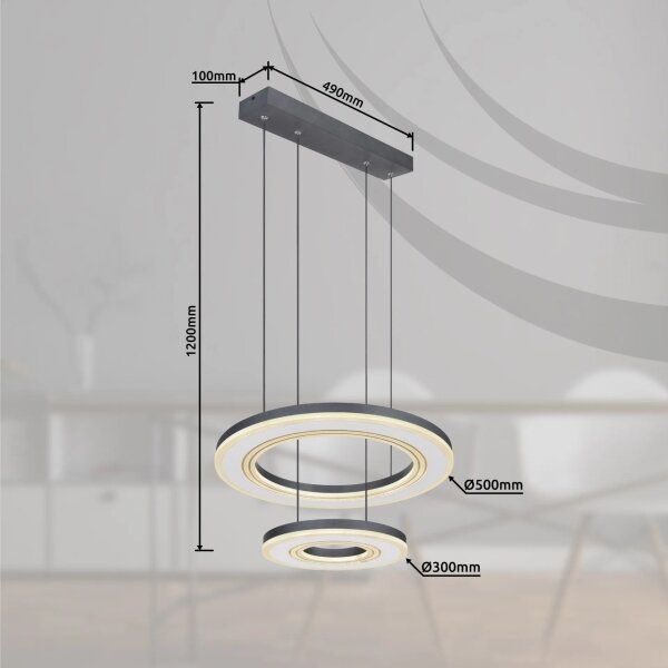Globo 67191-50- Lampadario a sospensione con filo LED dimmerabile BLASIUS LED/50W/230V diametro 50 cm+ +TC