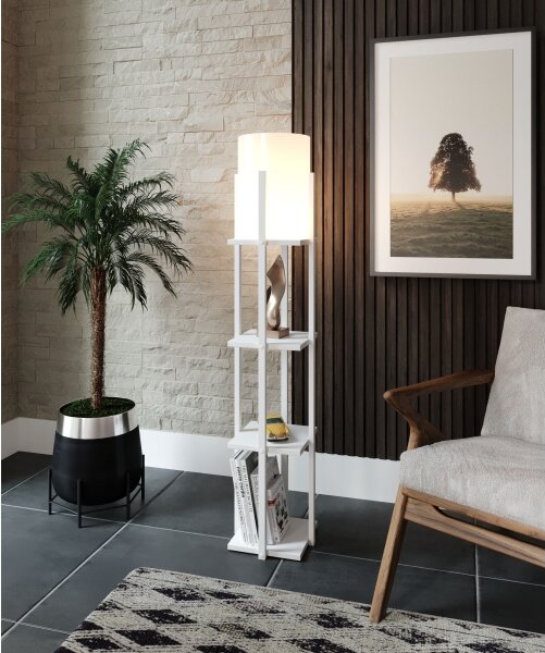 Lampada da terra con ripiani NORA 1xE27/40W/230V bianco