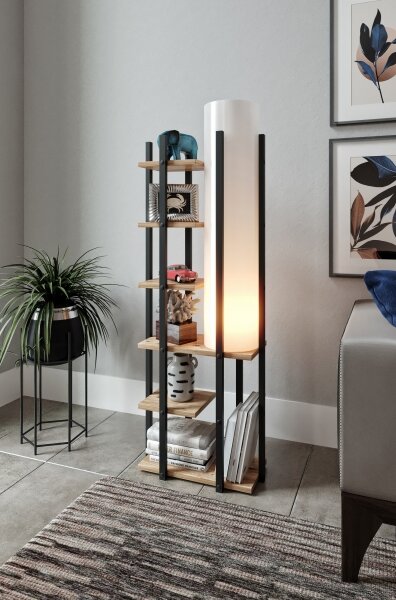 Lampada da terra con ripiani MODA DOR 1xE27/40W/230V nero/marrone